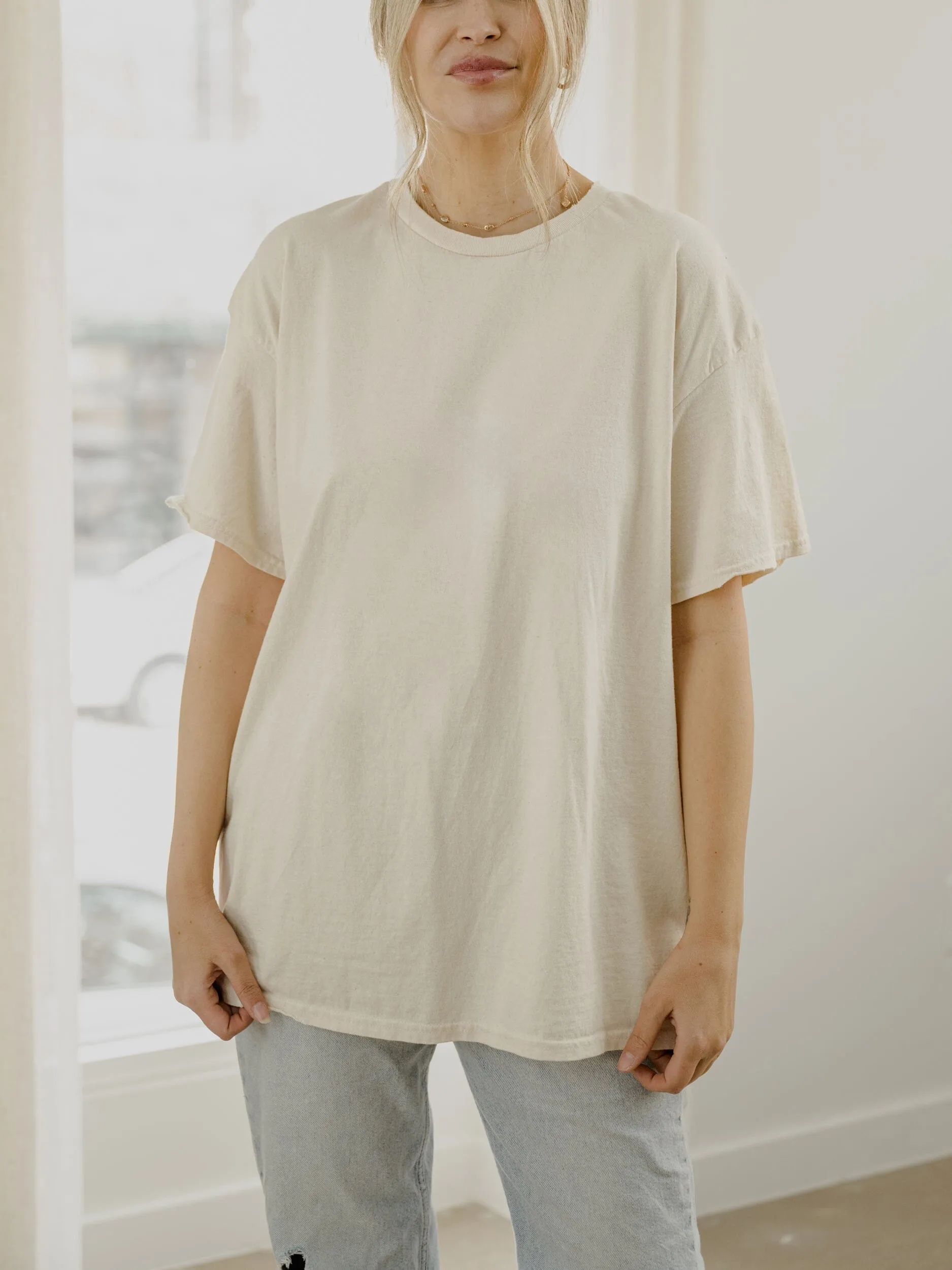 LivyLu Blank Off White Thrifted Tee