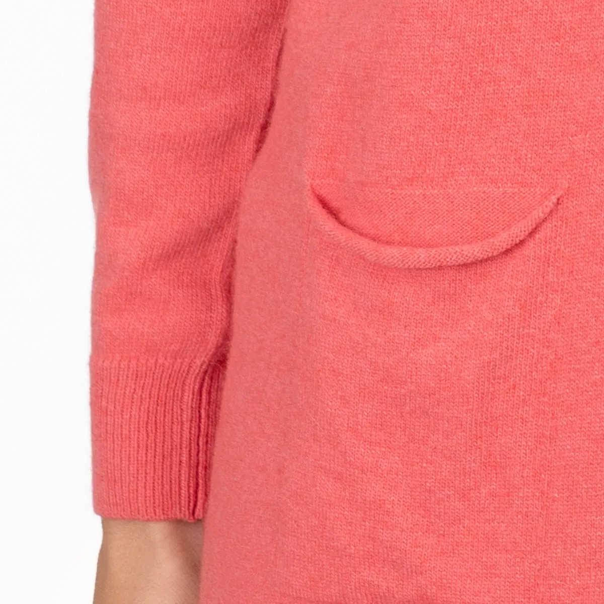 Long One Button Cardigan in Coral