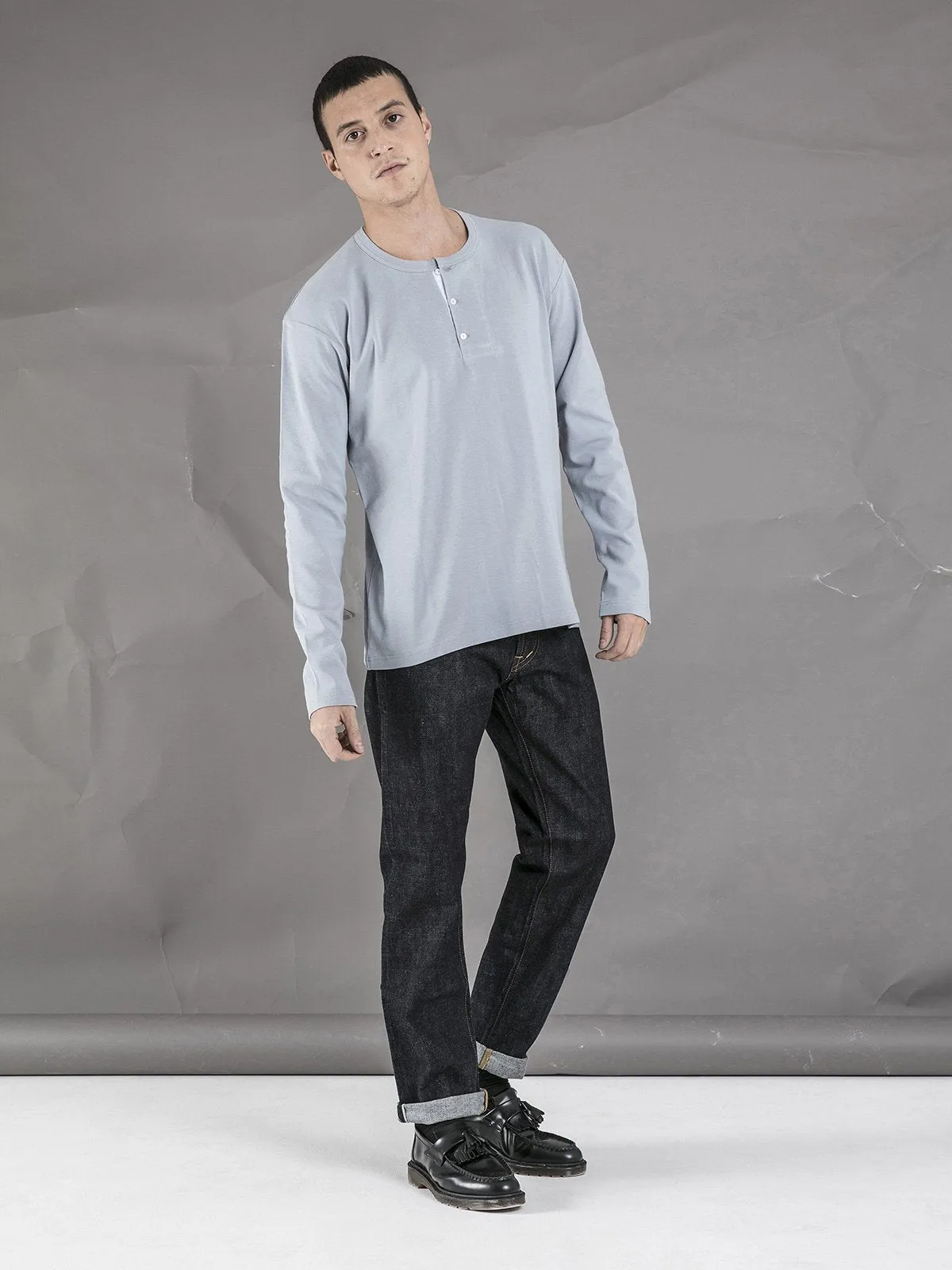 Long Sleeve Henley - Light Blue