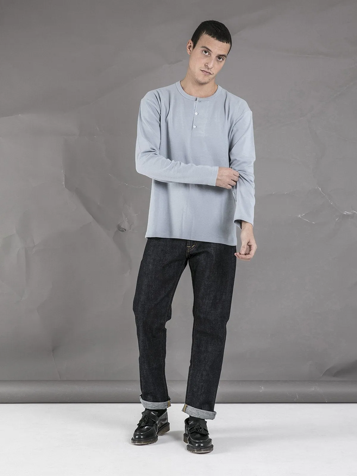 Long Sleeve Henley - Light Blue