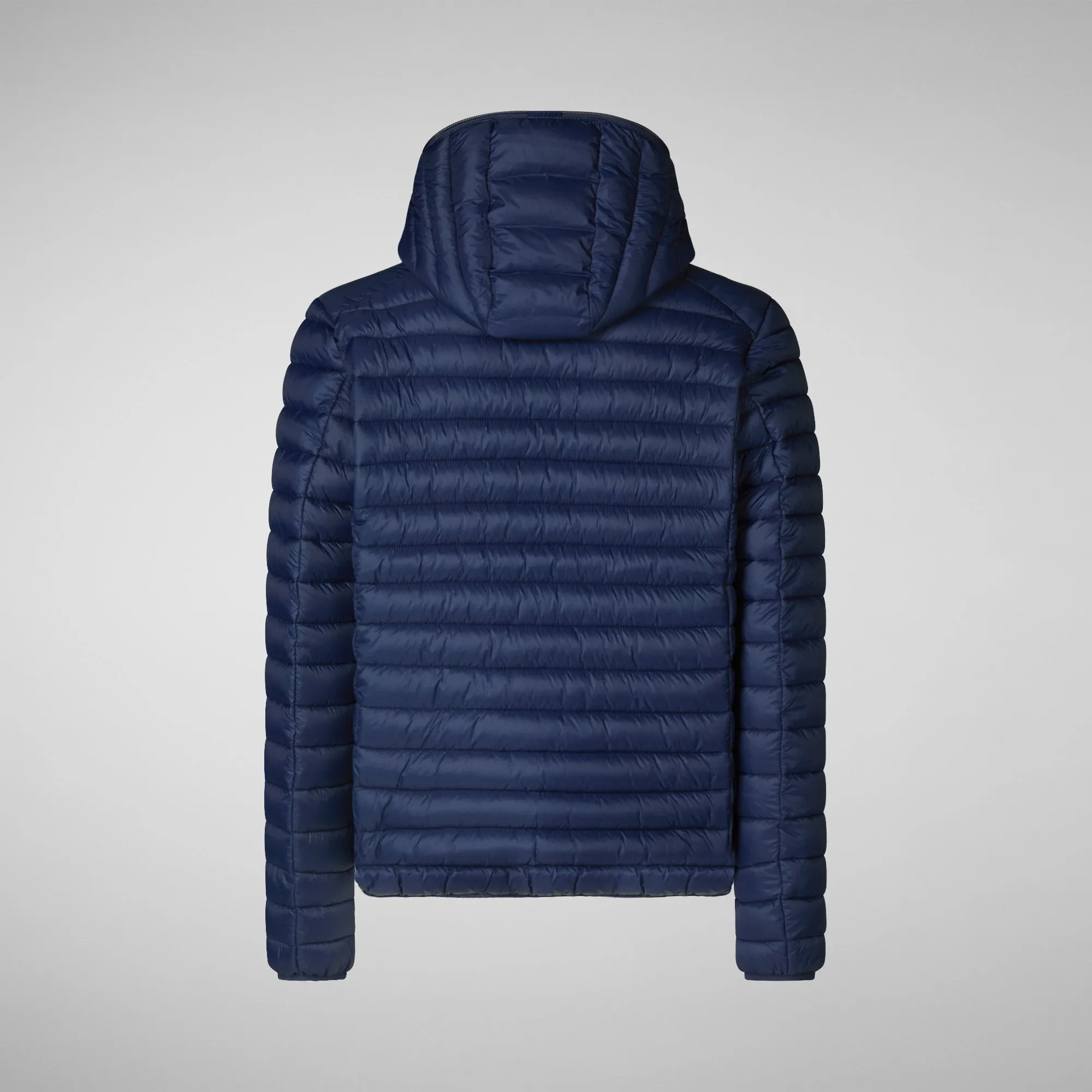 Man's animal free hooded puffer jacket Donald in navy blue