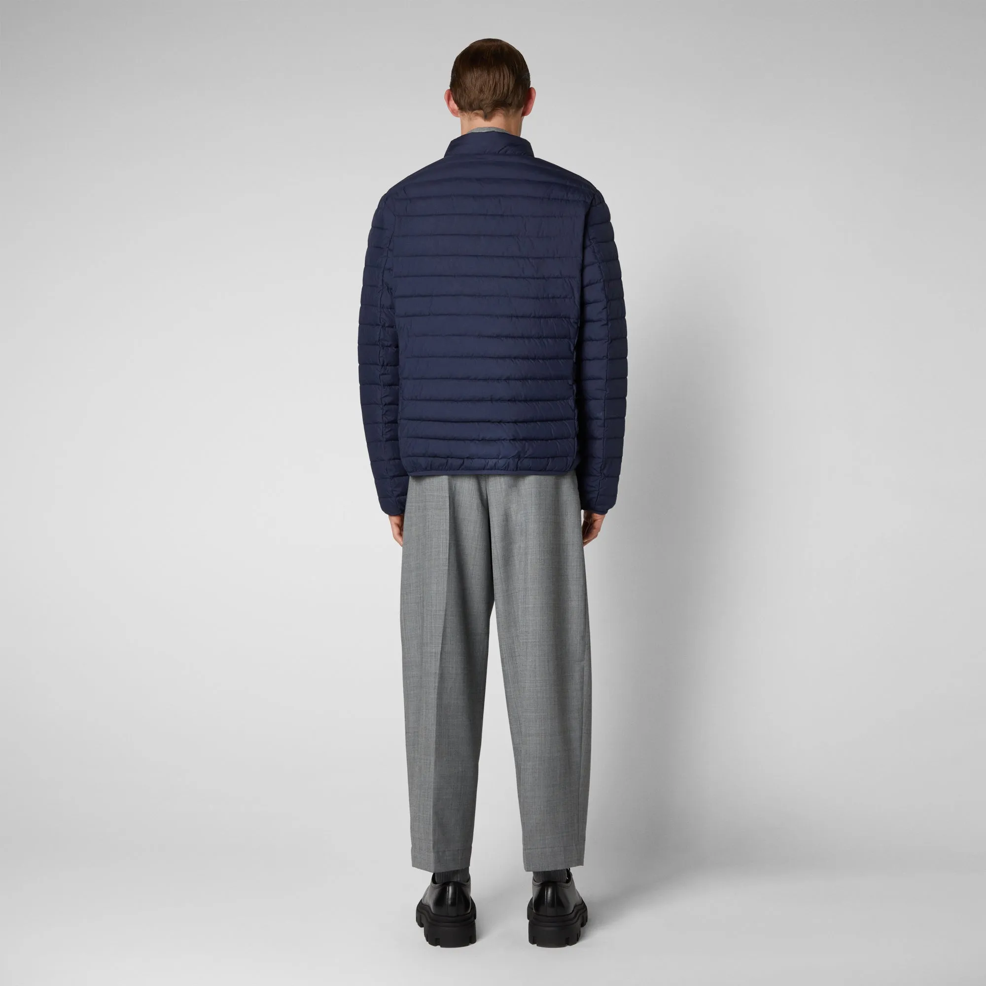 Navy Blue Mens Vegan Puffer Jacket Without Animal Products