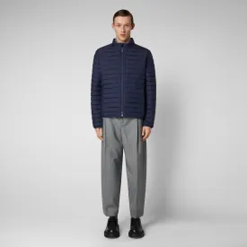 Navy Blue Mens Vegan Puffer Jacket Without Animal Products