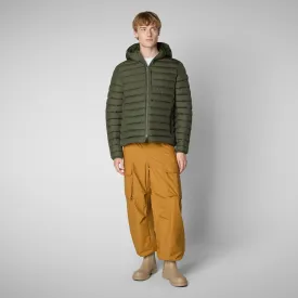 Man's animal free puffer jacket Juncus in dusty olive