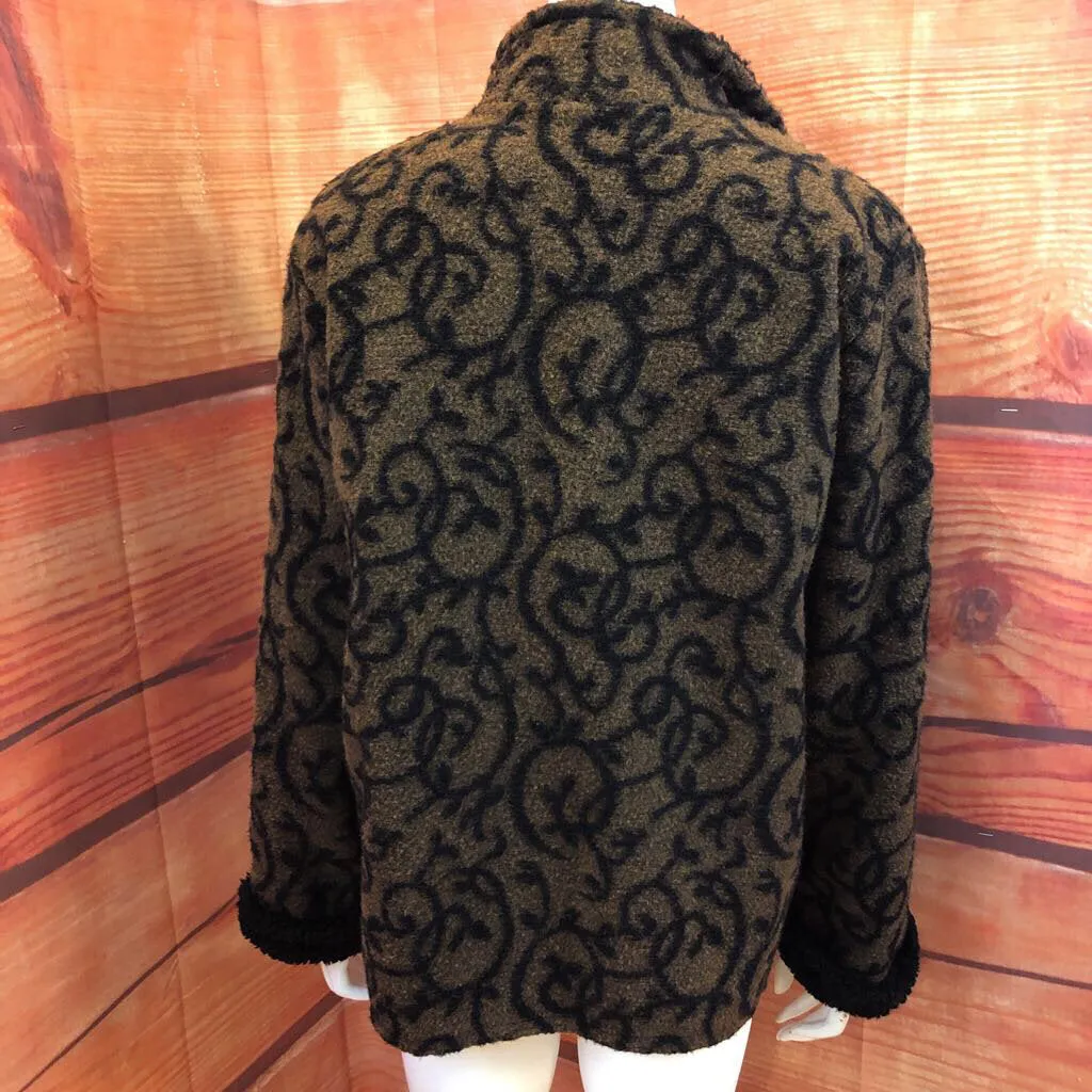 MARLYCE FERREE BROWN BLACK COAT SIZE SMALL TCC
