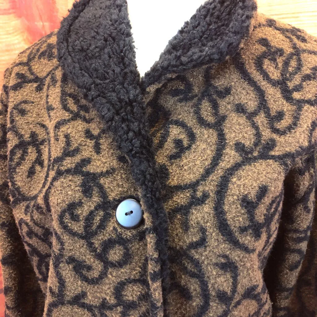 MARLYCE FERREE BROWN BLACK COAT SIZE SMALL TCC