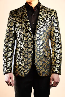 Mayfair Gold Leaf Print Velvet Blazer Mayfair Gold Leaf Print Velvet Blazer