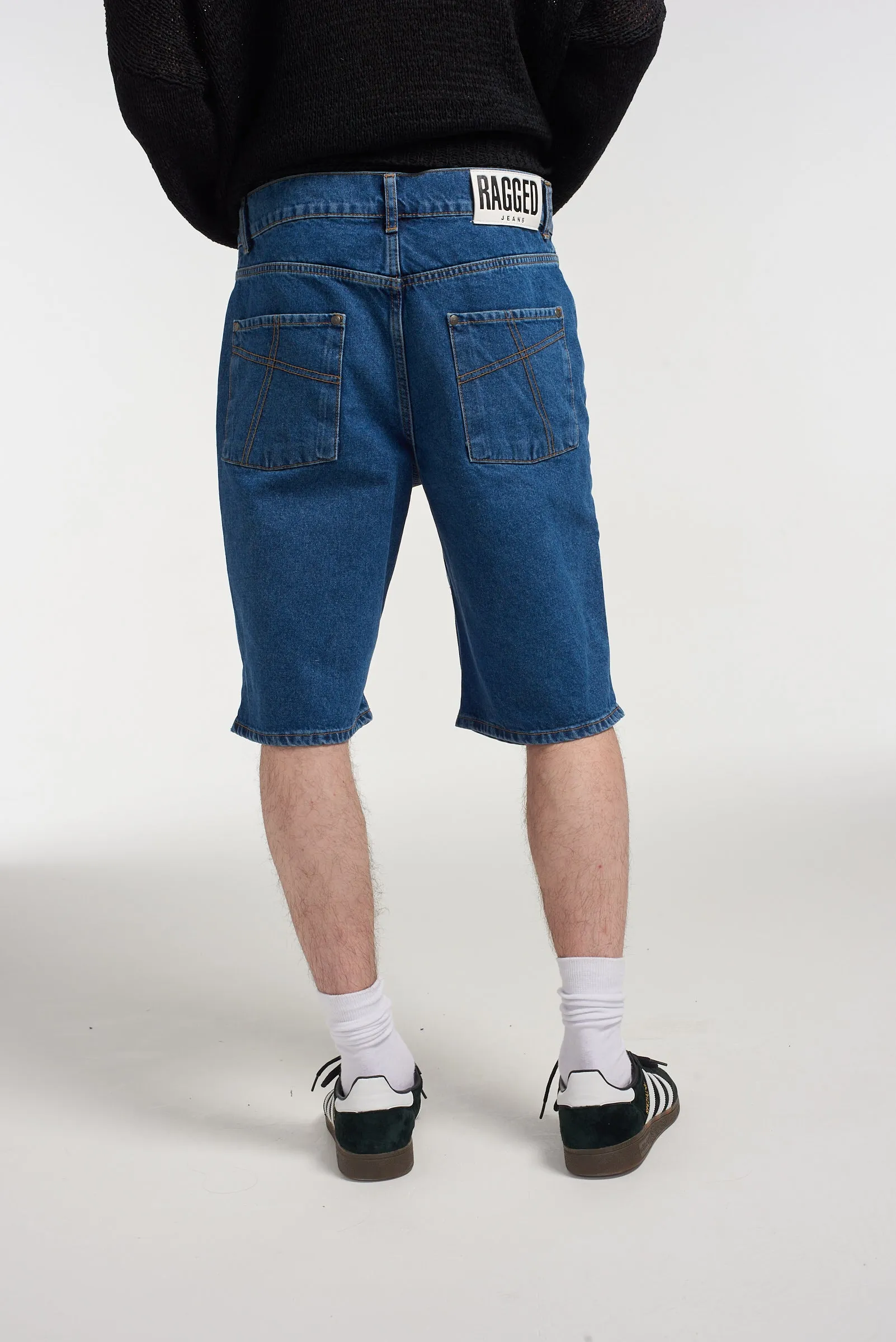Mens Distressed Skater Shorts Blue