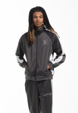 Mens Mono-Skull-Tonal Tricot Zip Up Tracksuit Jacket - Grey