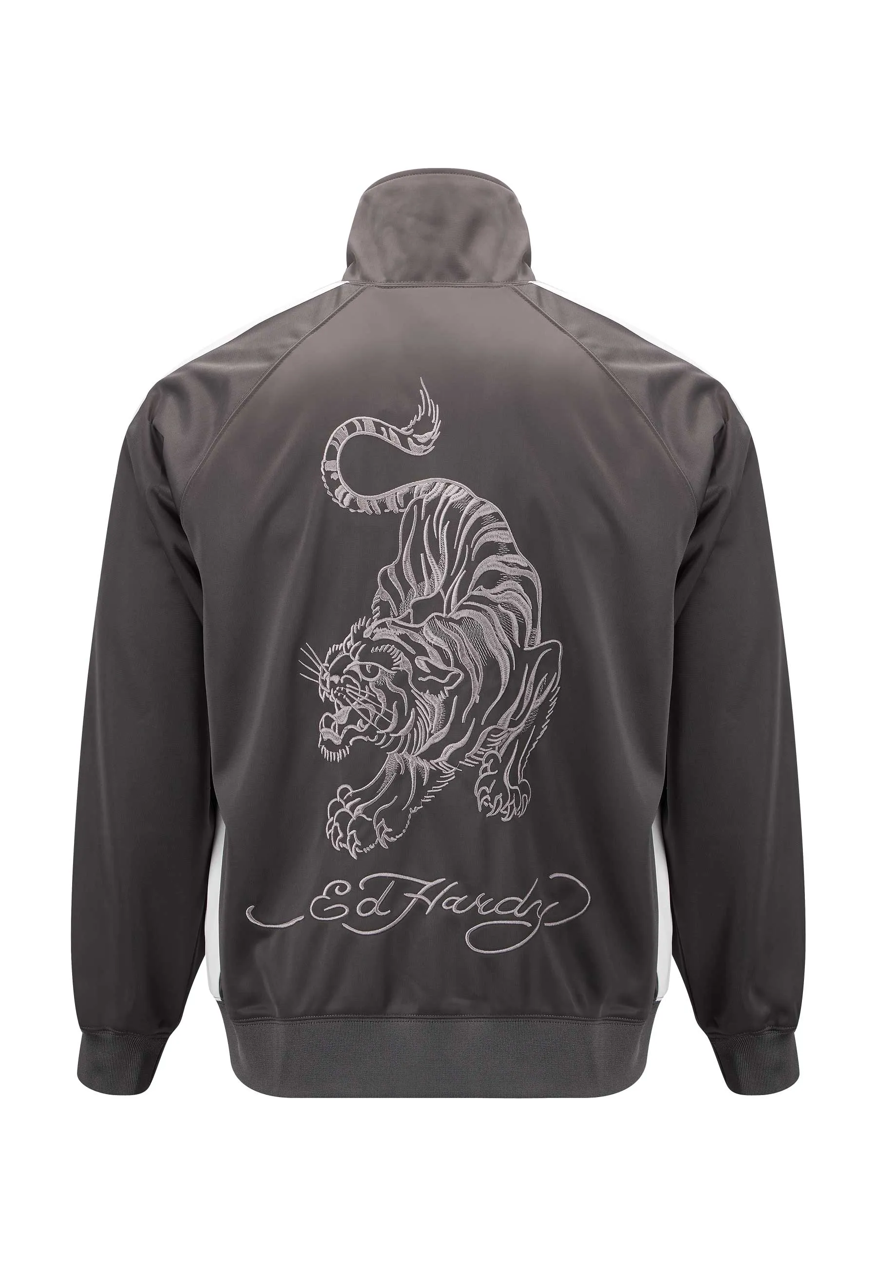 Mens Mono-Skull-Tonal Tricot Zip Up Tracksuit Jacket - Grey