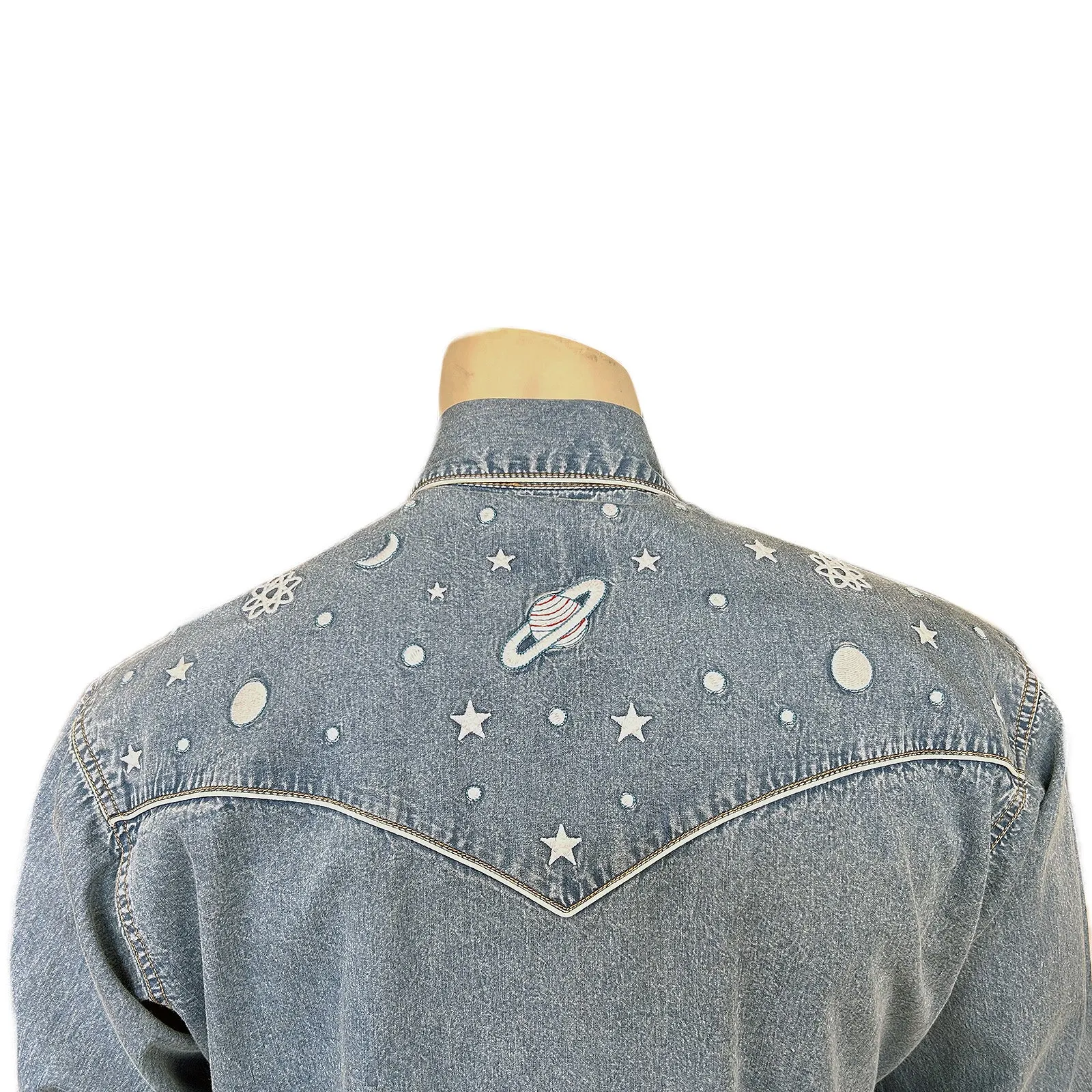 Men's Out of This World Embroidered Denim Western Shirt