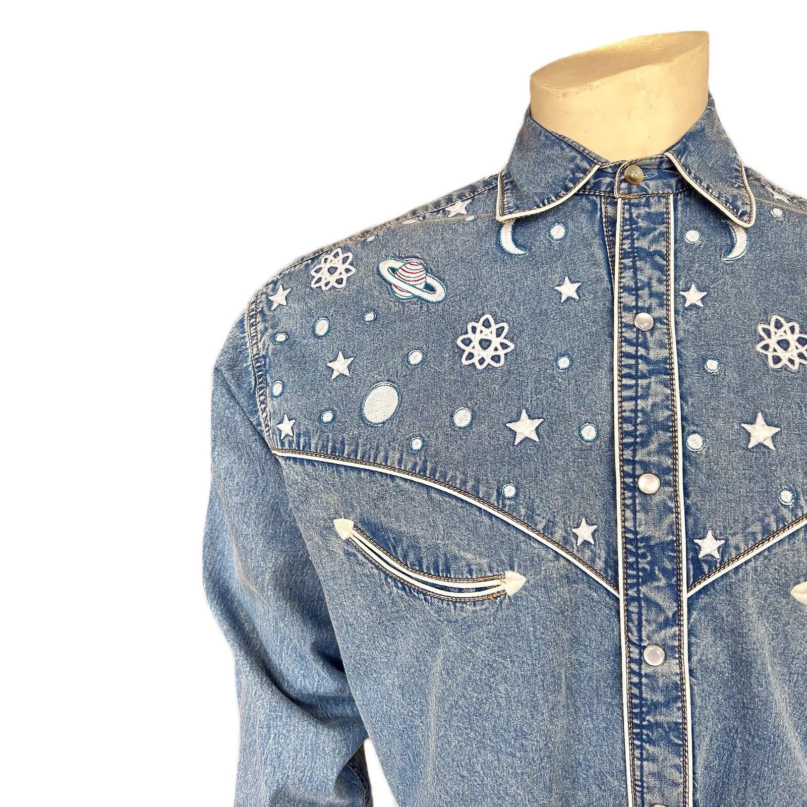 Men's Out of This World Embroidered Denim Western Shirt