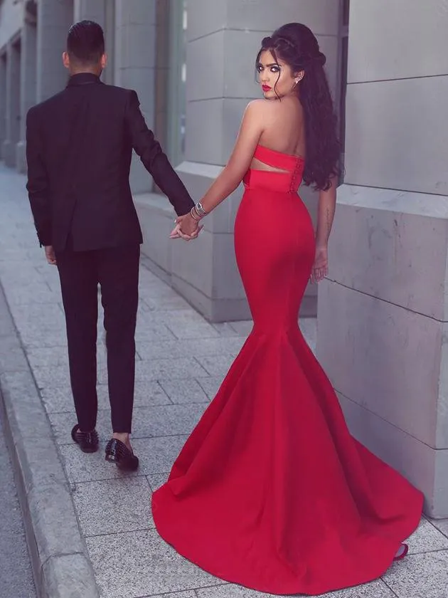 Mermaid Red Prom Dress Cheap Long Sexy Prom Dress #ER018