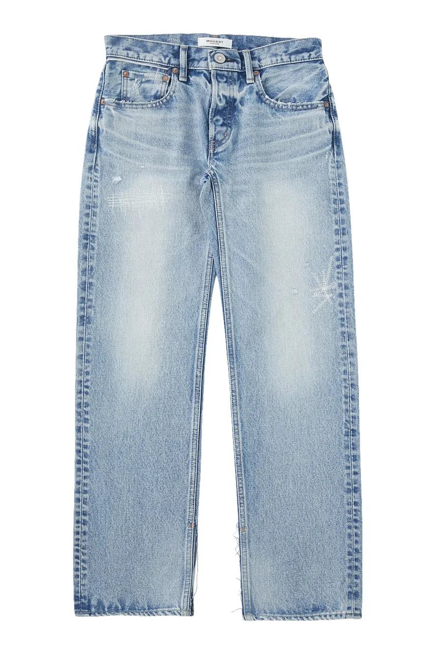 Moussy Denim Bostonia Straight Leg in Light Blue