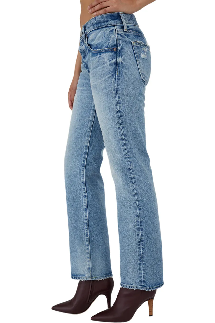 Moussy Denim Bostonia Straight Leg in Light Blue