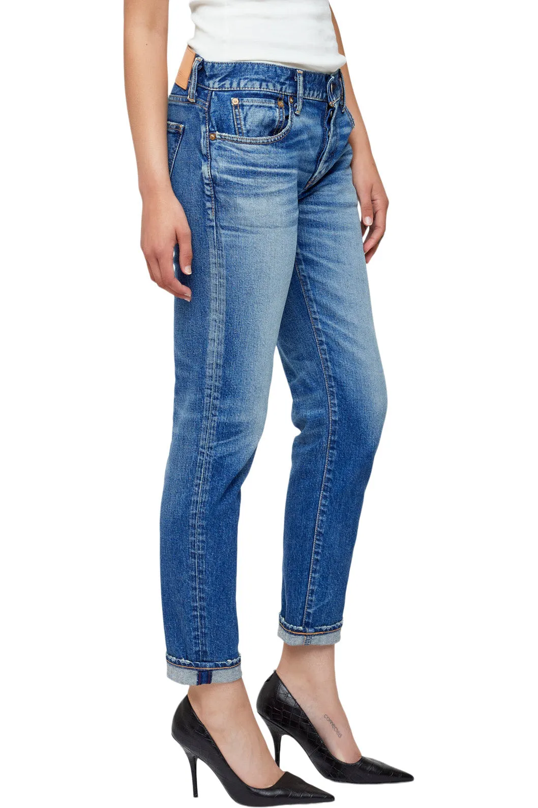 Moussy Denim Saddlebrook Tapered Jeans in Blue