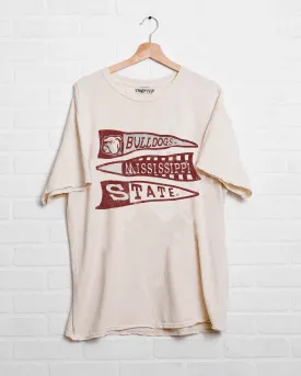 MSU Bulldogs Pennant Off White Thrifted Tee