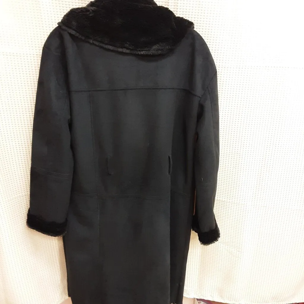 MUCHE MUCHETTE BLACK FAUX SHEARLING COAT OS TCC