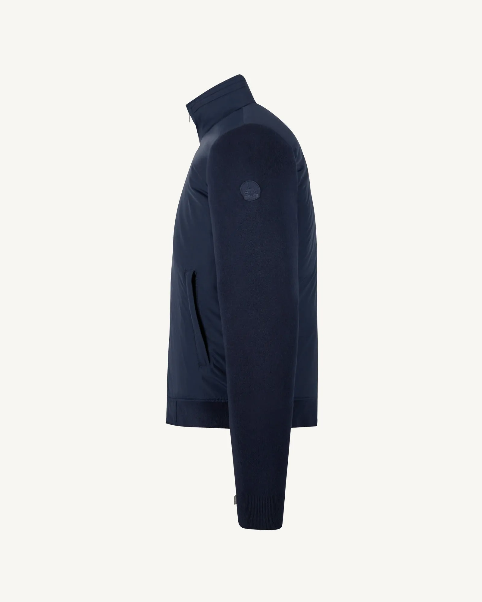 Navy Bardenas bi-fabric hooded jacket