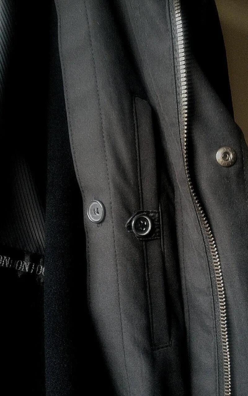 New- London Fog- All Seasons Black Hooded/Warmer Trench Coat- size 38R