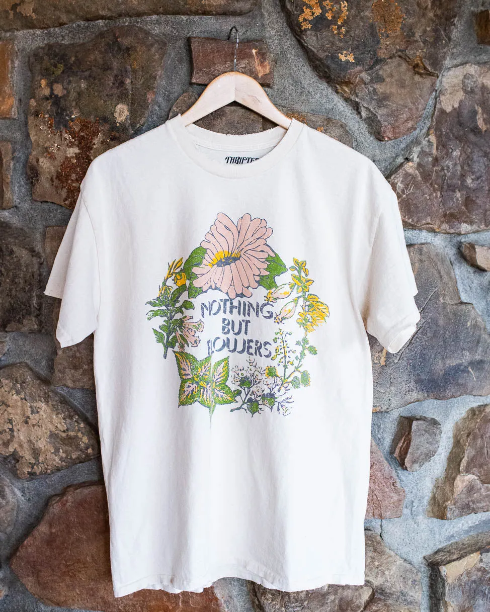 Nothing But Flowers Off White Thrifted Tee