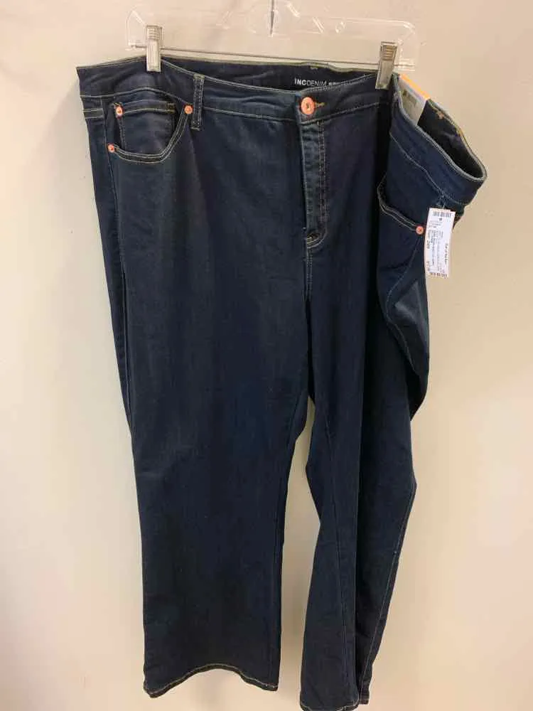 NWT Size 24W INC DENIM PLUS SIZES DARK BLUE Denim BOOT CUT Jeans