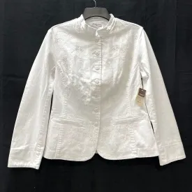 NWT Wmns Coldwater Creek White Shaped Embroidered Denim jacket Sz 10 MSRP$99.95