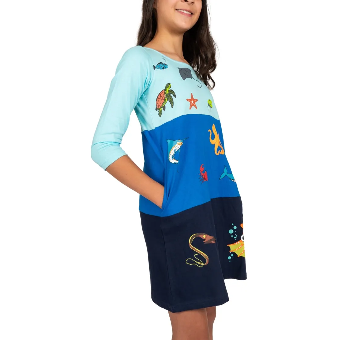 Ocean Zones Kids A-Line Dress