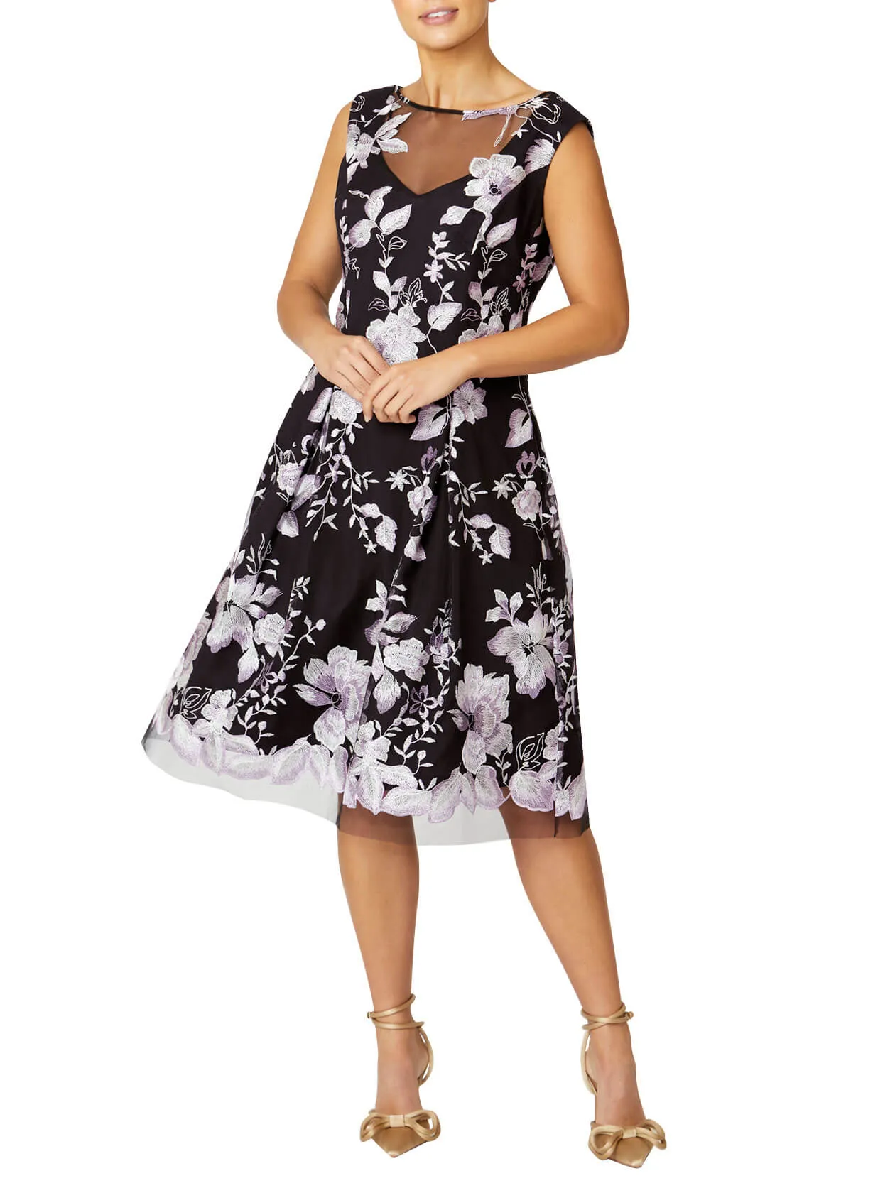 Ophelia Black and Lilac A-Line Dress
