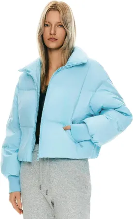 Orolay Women's Winter Oversized Cropped Puffer Jacket Zip Up Short Down Coat Stand Collar Baggy Overcoat