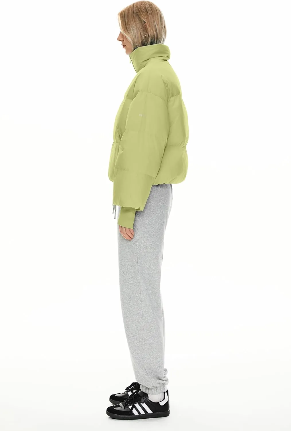 Orolay Women's Winter Oversized Cropped Puffer Jacket Zip Up Short Down Coat Stand Collar Baggy Overcoat