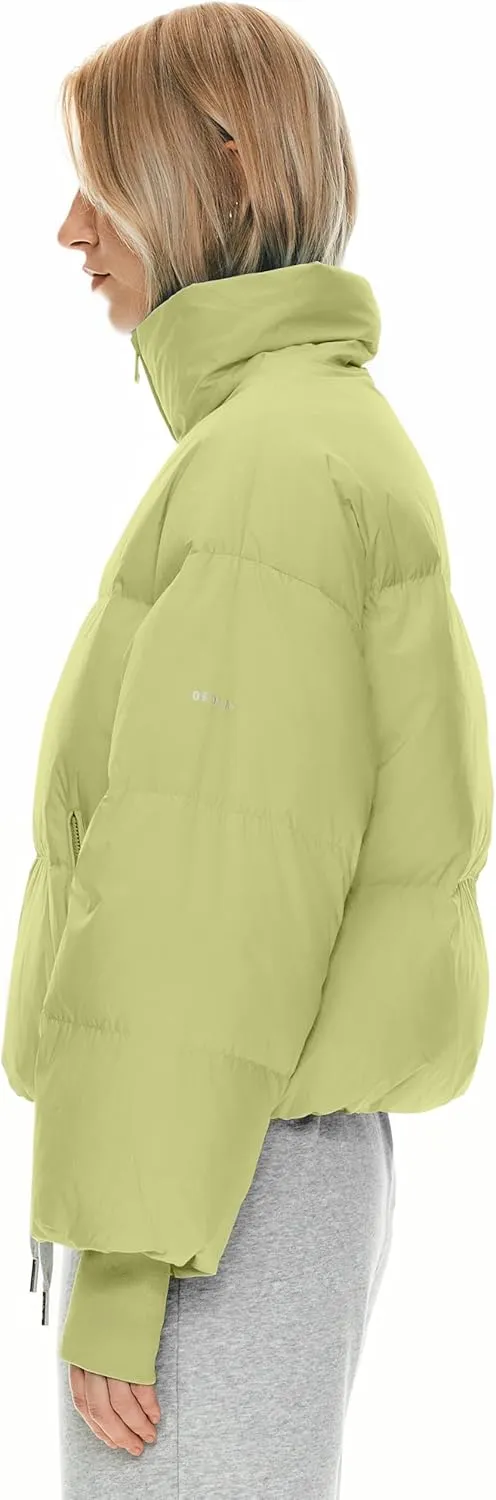 Orolay Women's Winter Oversized Cropped Puffer Jacket Zip Up Short Down Coat Stand Collar Baggy Overcoat