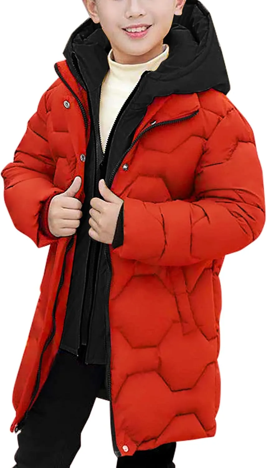 Panegy Boys Long Winter Puffer Coat 4-10 Years Toddler Kids Boy Thick Warm Hooded Coat