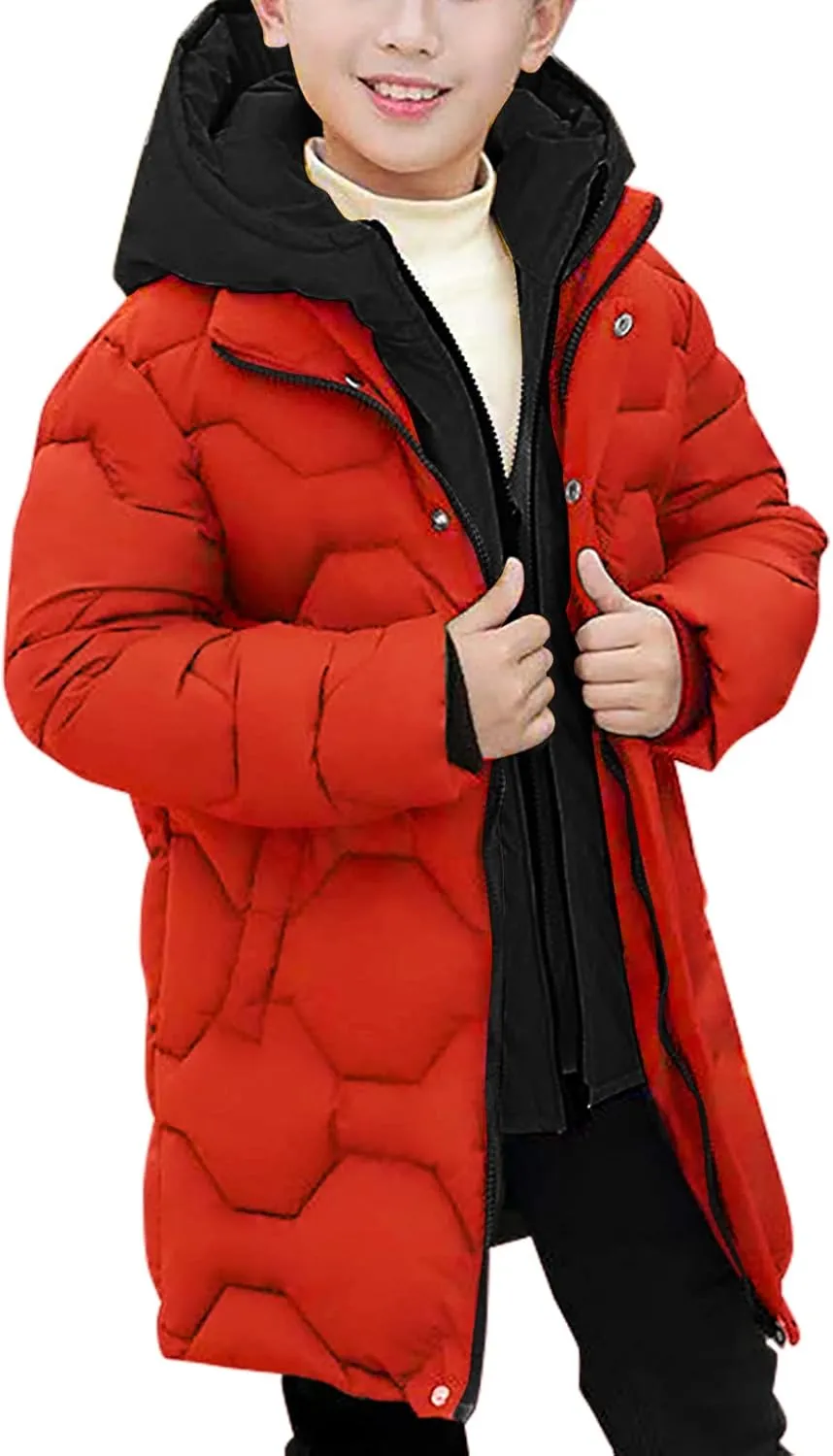 Panegy Boys Long Winter Puffer Coat 4-10 Years Toddler Kids Boy Thick Warm Hooded Coat