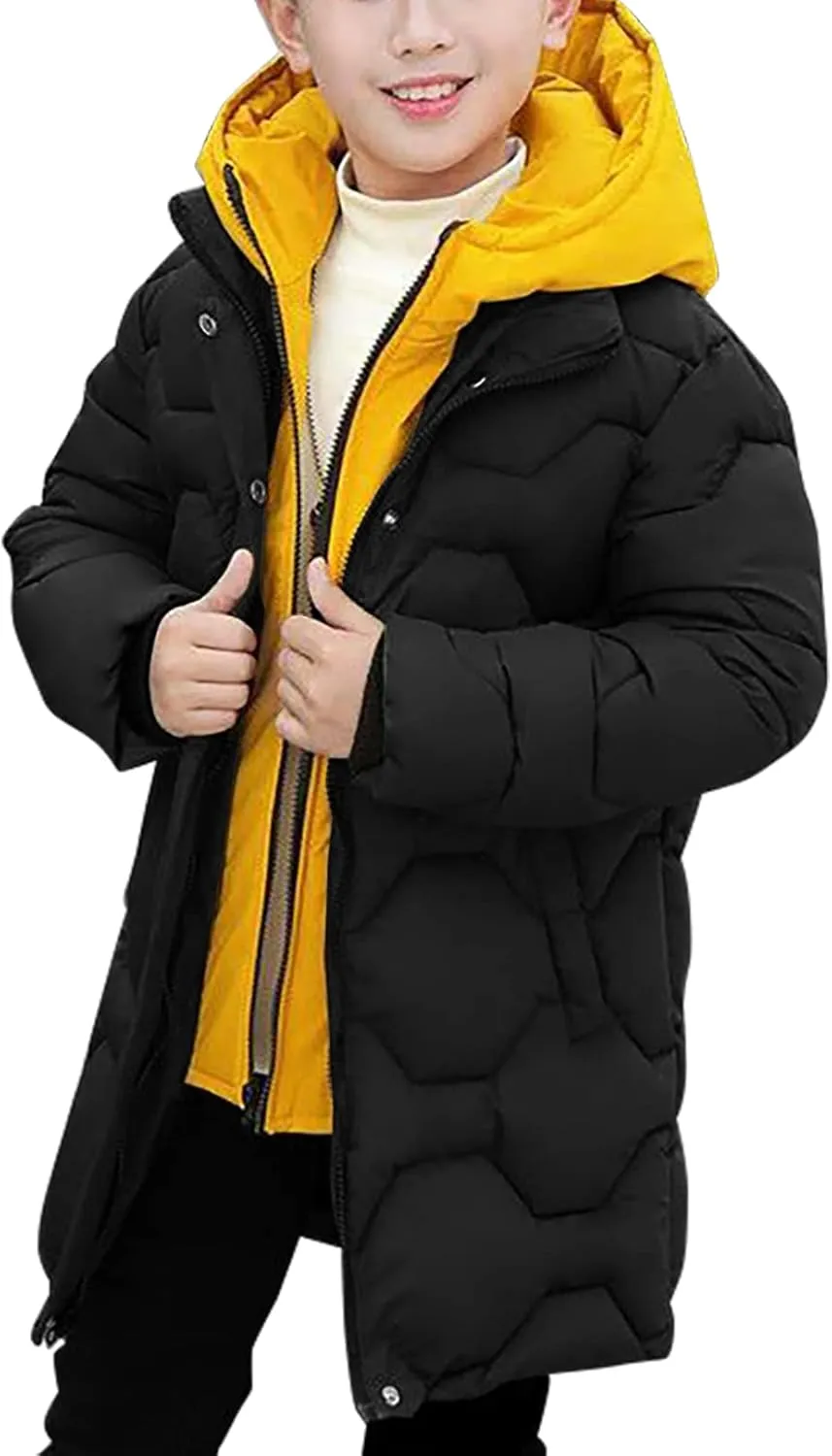 Panegy Boys Long Winter Puffer Coat 4-10 Years Toddler Kids Boy Thick Warm Hooded Coat