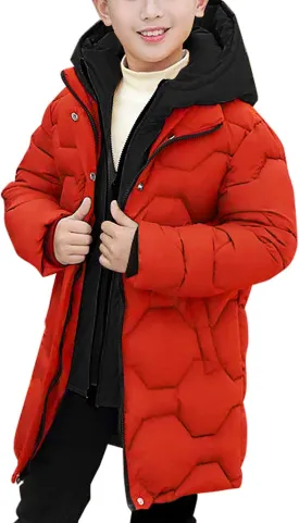 Panegy Boys Long Winter Puffer Coat 4-10 Years Toddler Kids Boy Thick Warm Hooded Coat