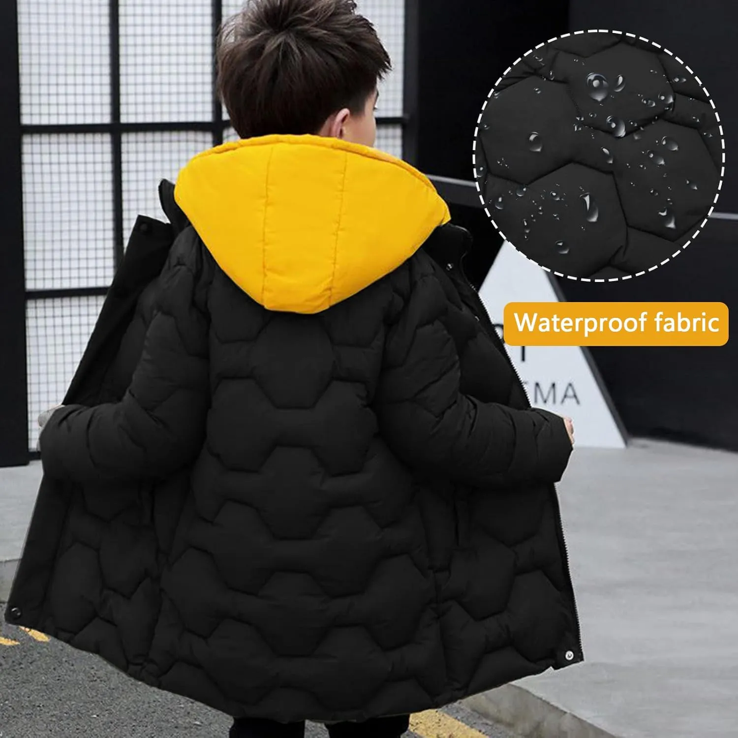 Panegy Boys Long Winter Puffer Coat 4-10 Years Toddler Kids Boy Thick Warm Hooded Coat