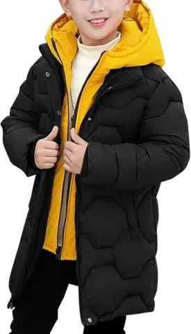 Panegy Boys Long Winter Puffer Coat 4-10 Years Toddler Kids Boy Thick Warm Hooded Coat
