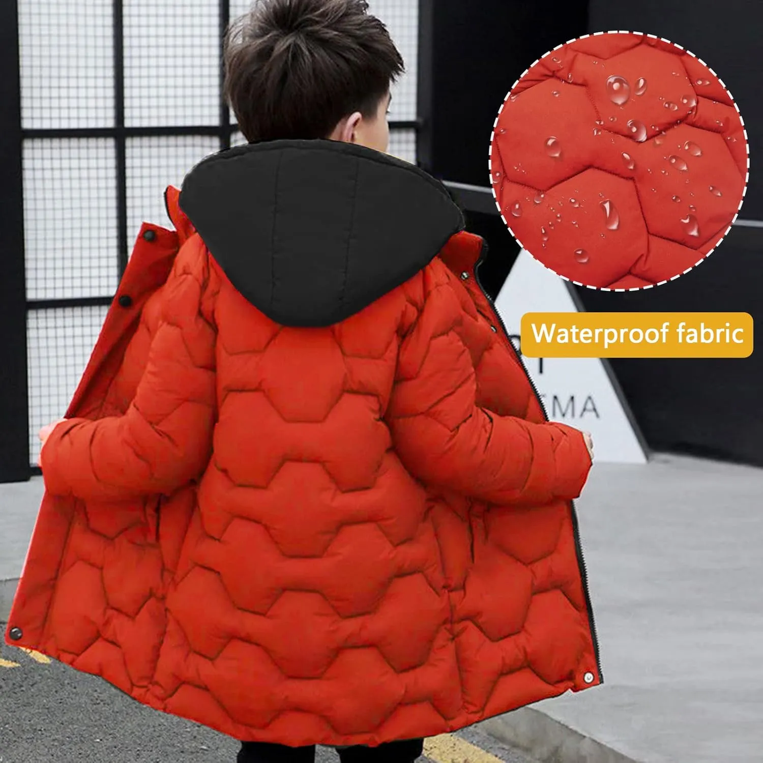 Panegy Boys Long Winter Puffer Coat 4-10 Years Toddler Kids Boy Thick Warm Hooded Coat