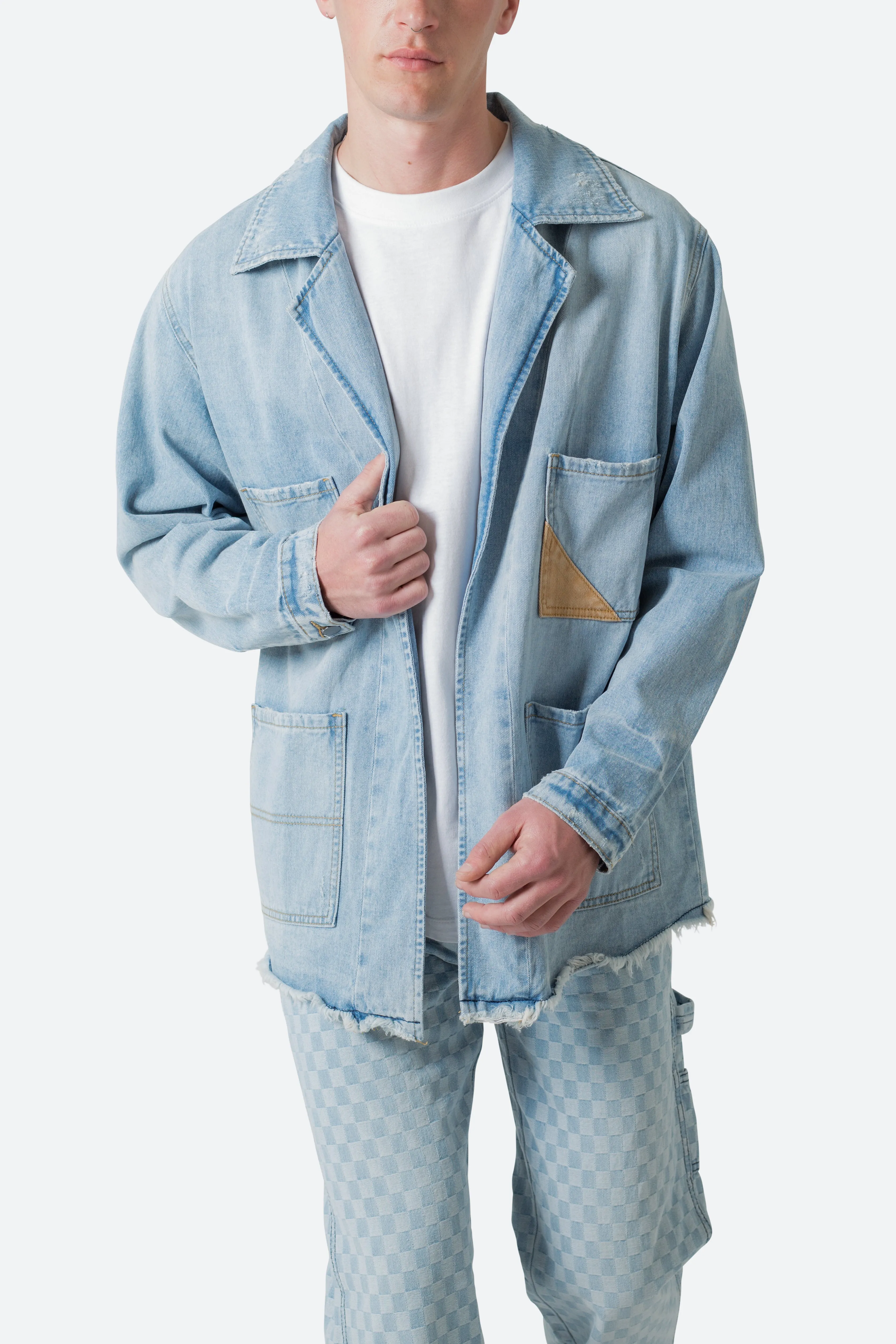 Paneled Denim Jacket - Light Blue