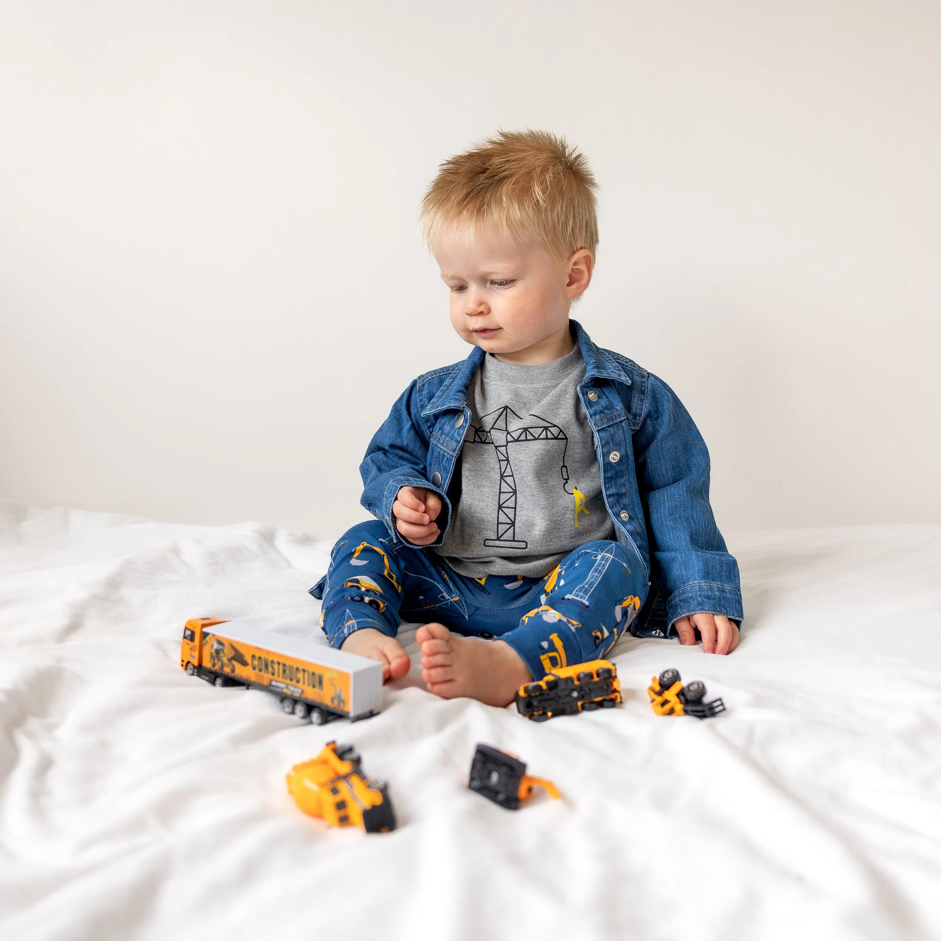 Personalised Construction Organic Childs Denim Jacket