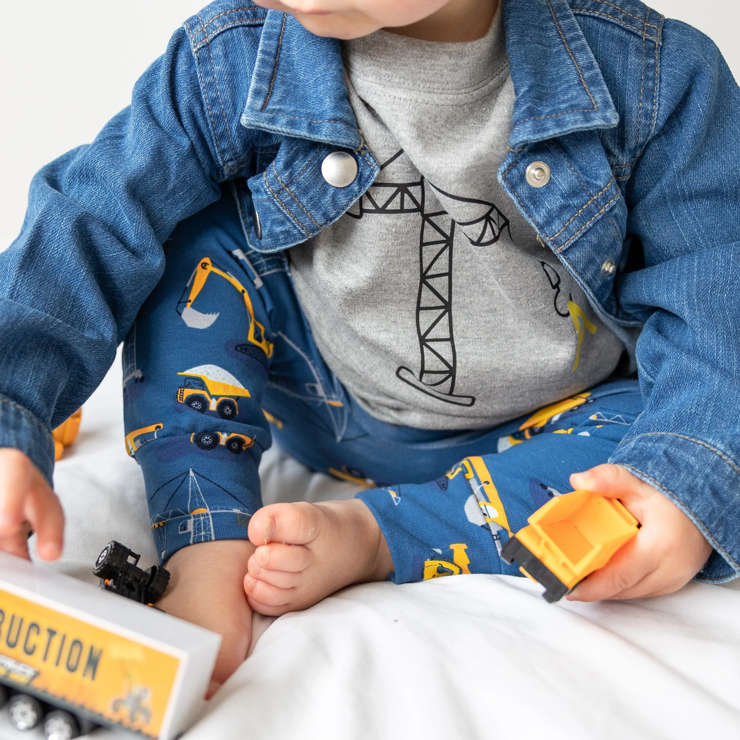 Personalised Construction Organic Childs Denim Jacket