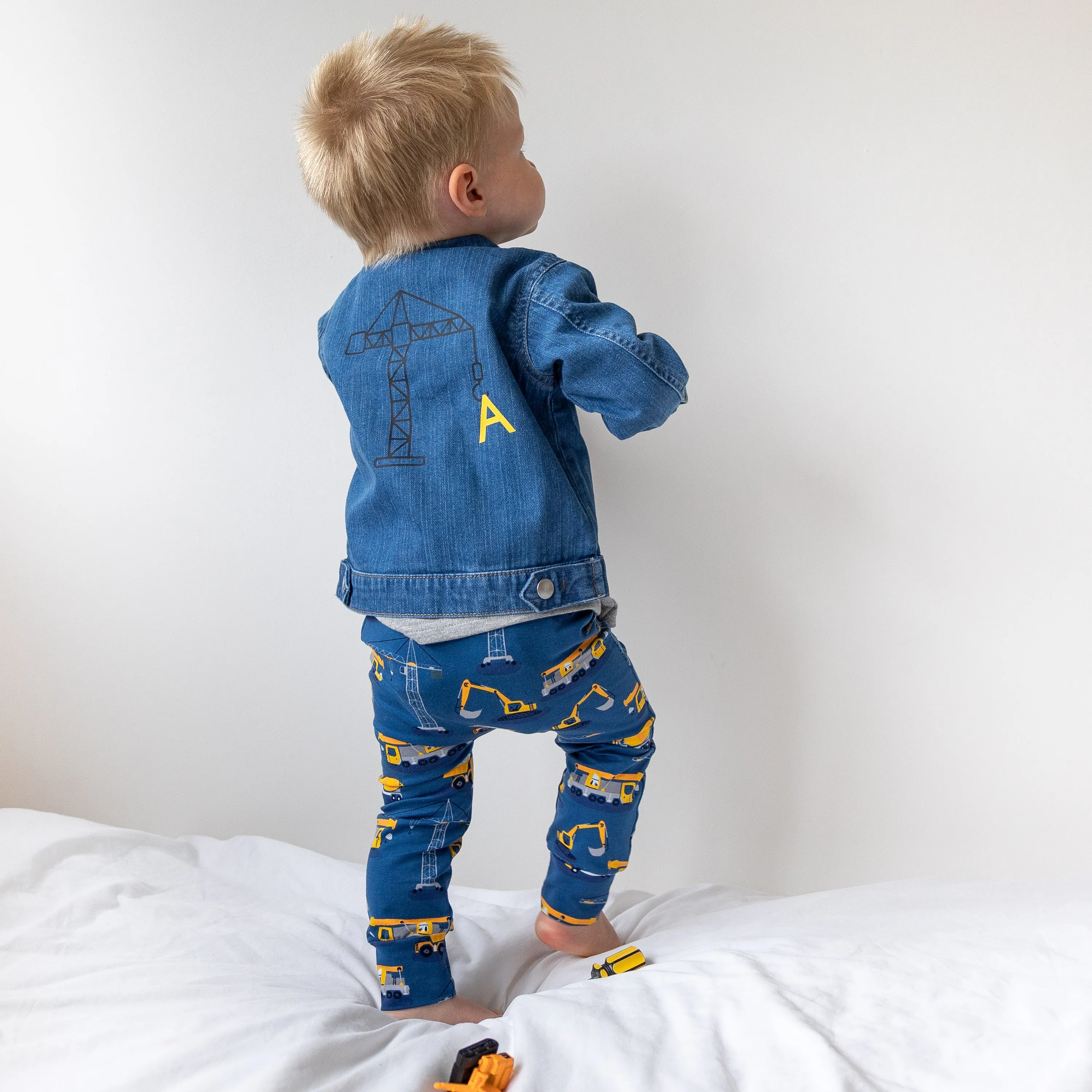 Personalised Construction Organic Childs Denim Jacket