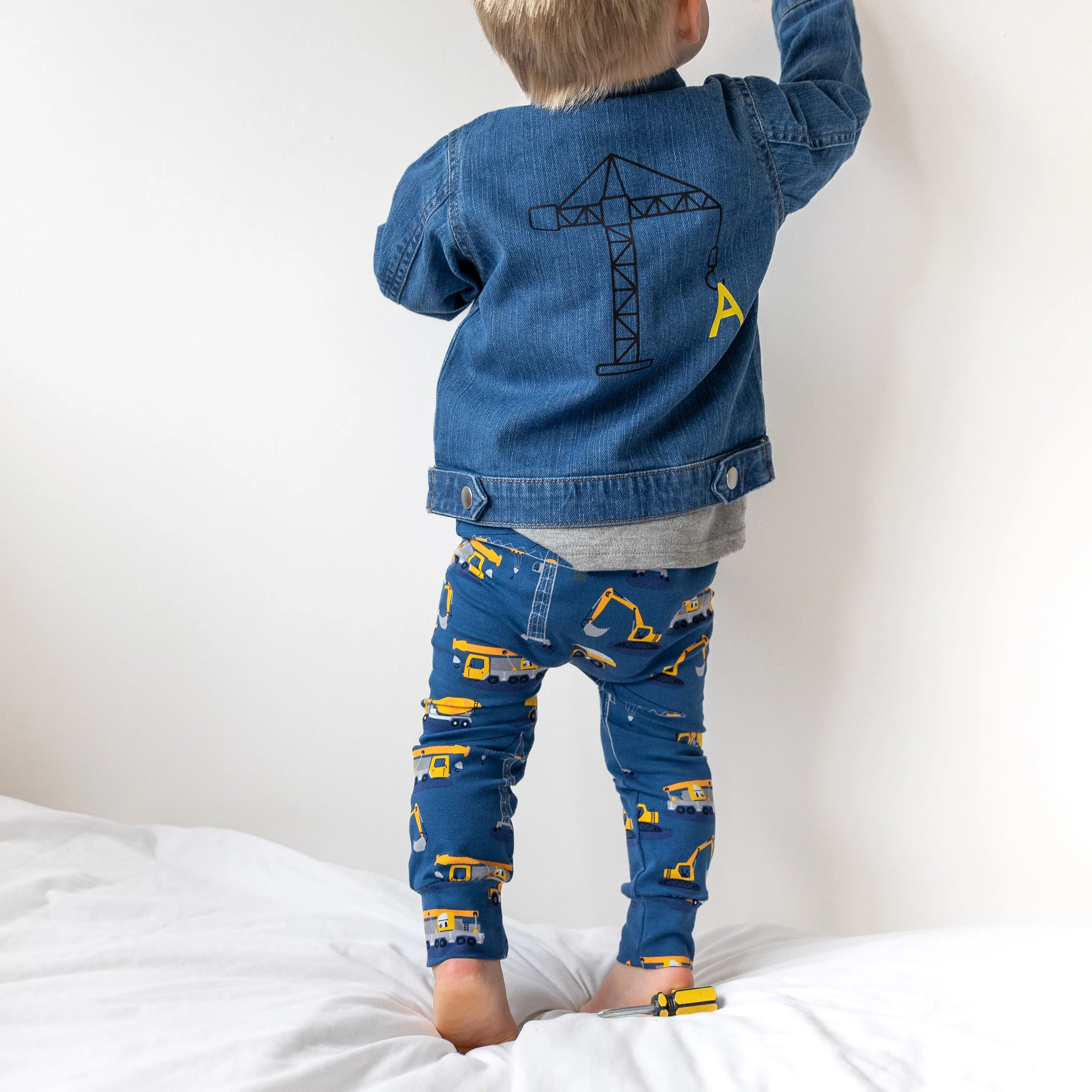 Personalised Construction Organic Childs Denim Jacket