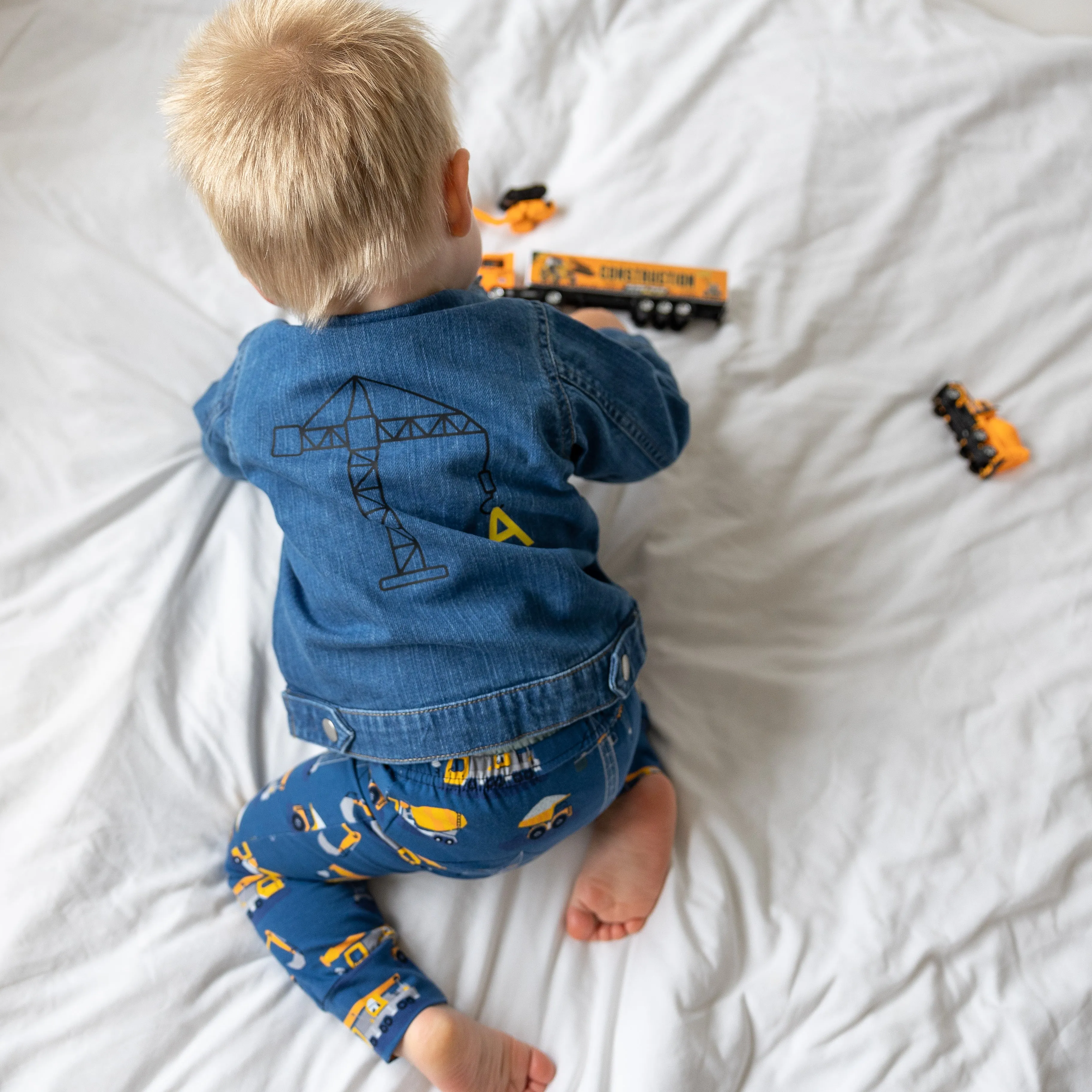 Personalised Construction Organic Childs Denim Jacket