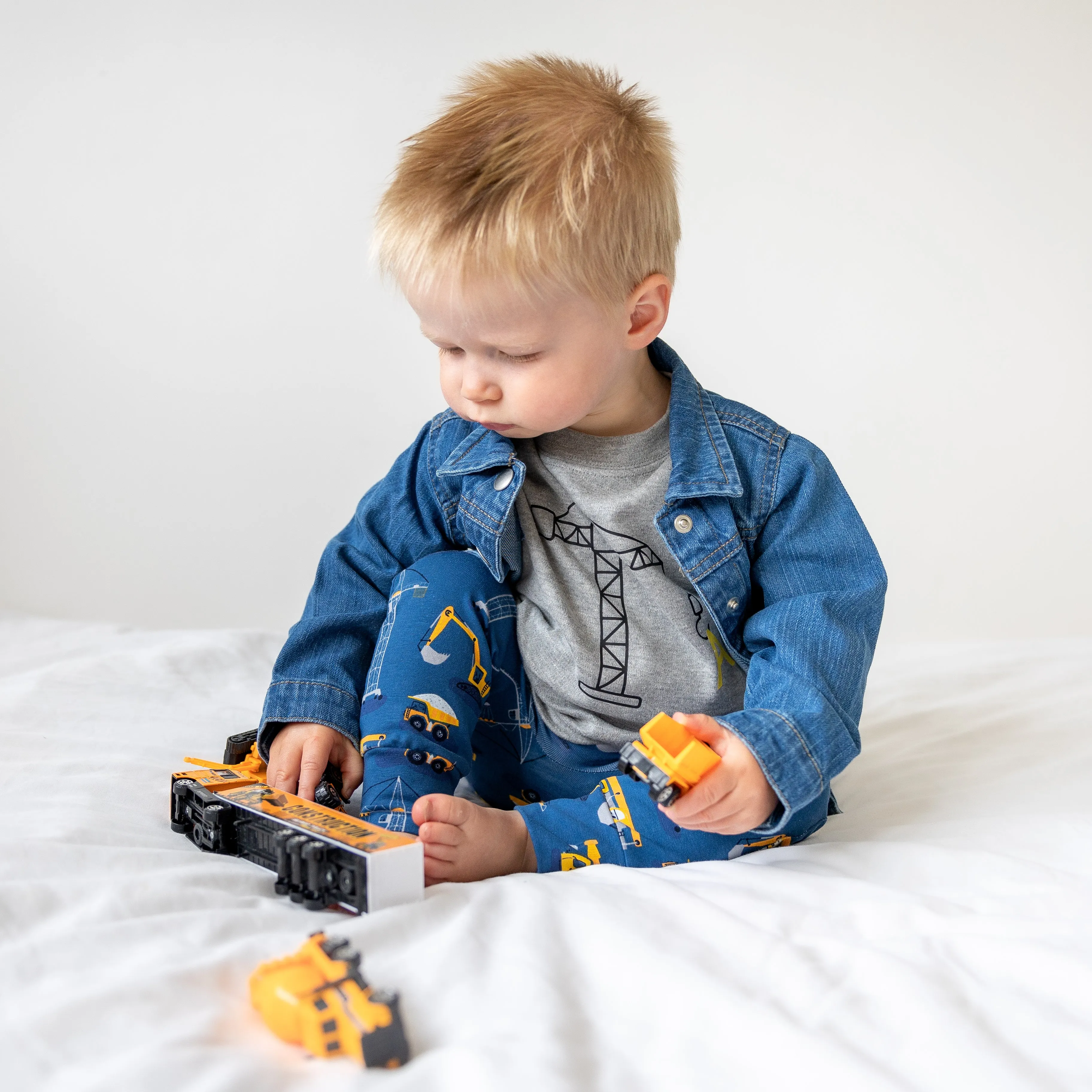 Personalised Construction Organic Childs Denim Jacket