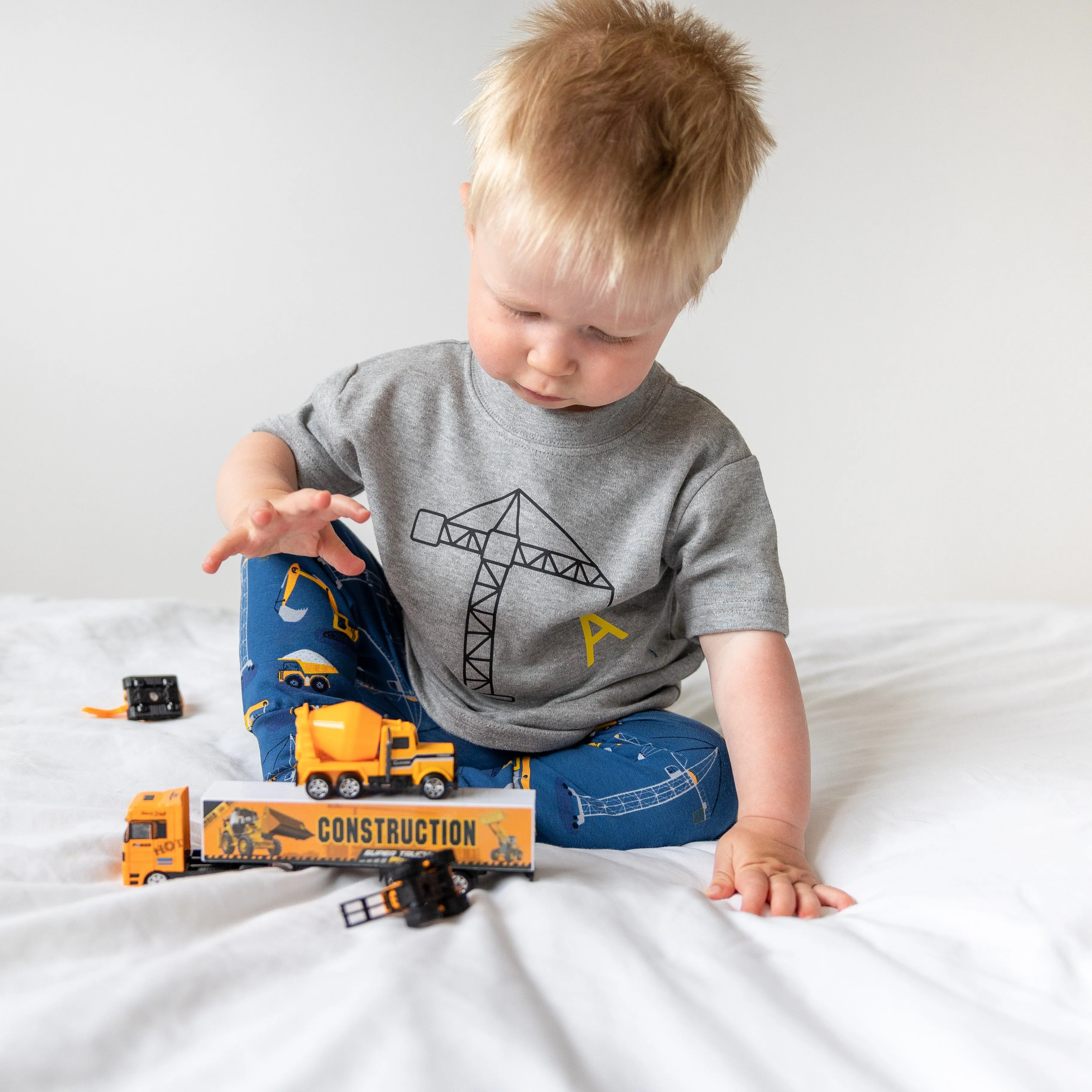 Personalised Construction Organic Childs Denim Jacket