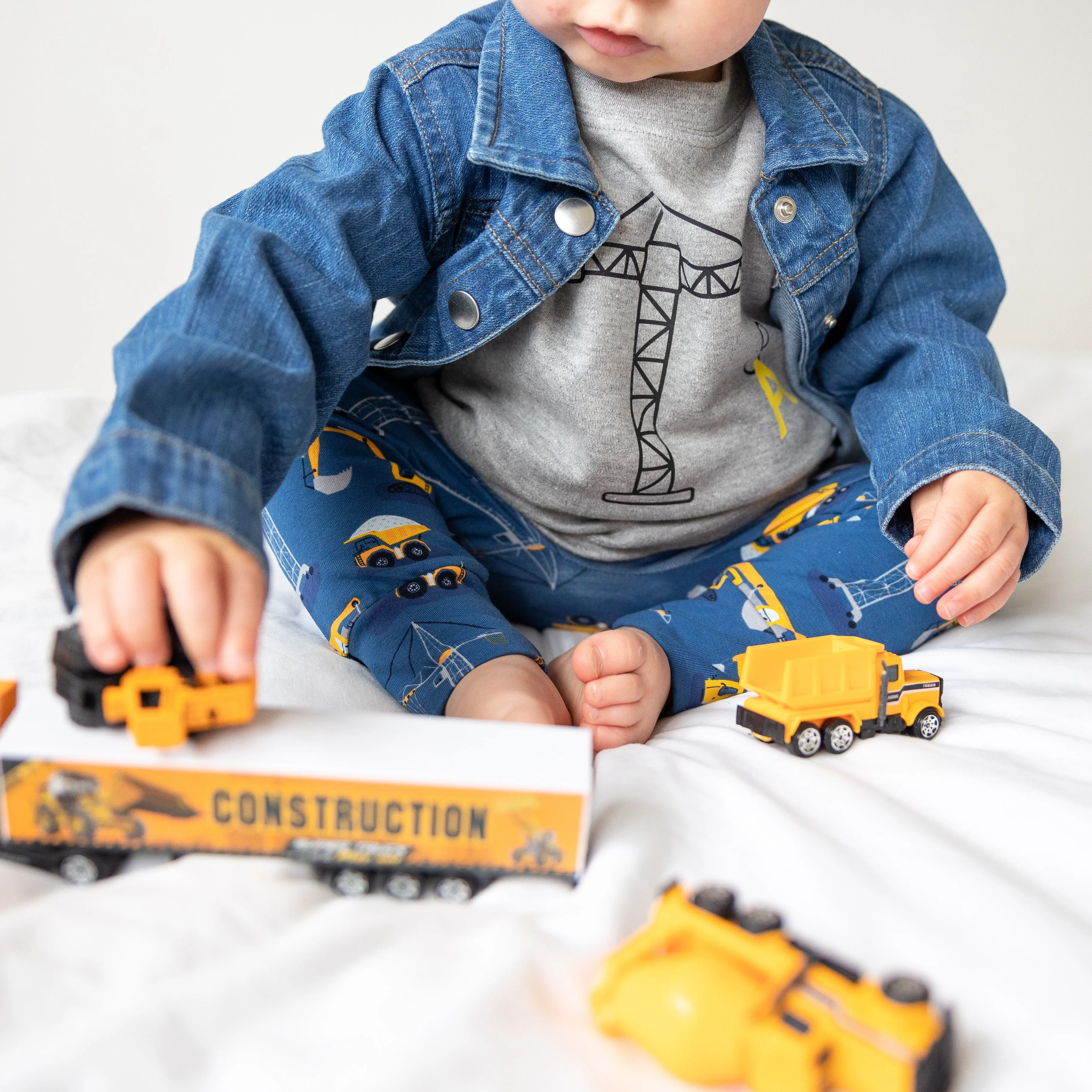 Personalised Construction Organic Childs Denim Jacket