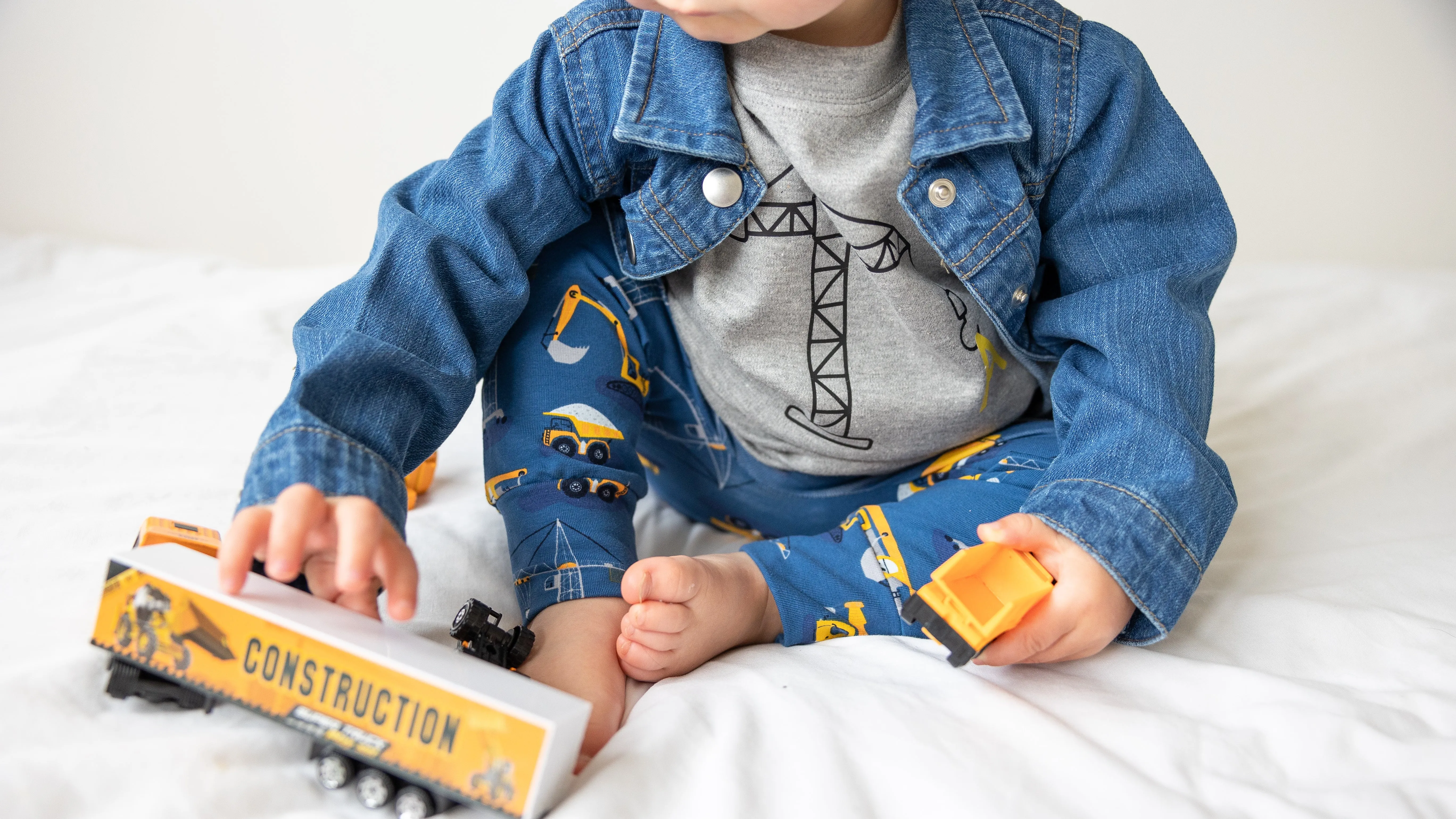 Personalised Construction Organic Childs Denim Jacket