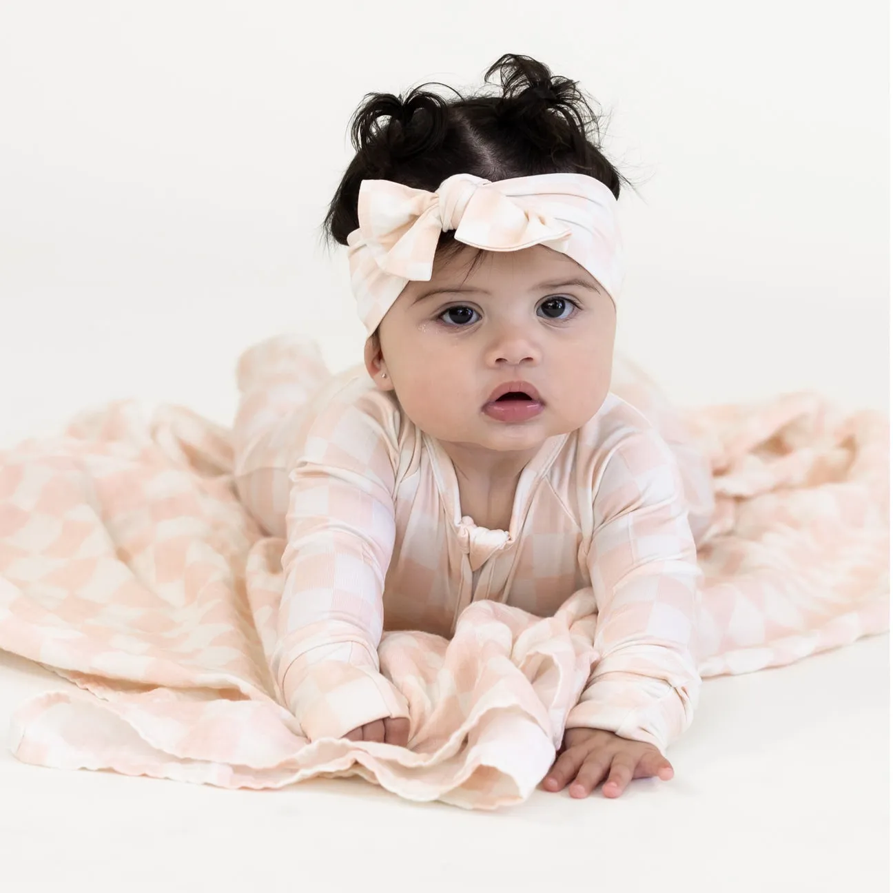 Pink Checker | Bamboo Zip Romper